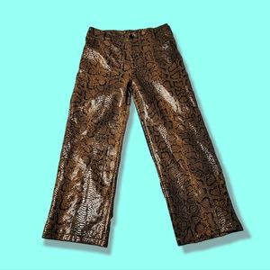 Faux Snake Skin Boot Cut Pants with Pockets + Faux Back Pocket